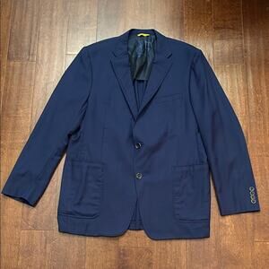 Hickey Freeman Traveler Wool Navy Men's Blazer, Size 44 L